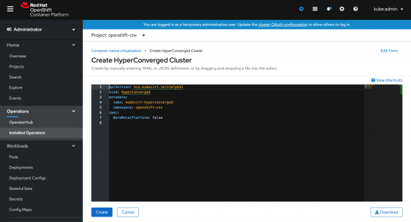 YAML file for CreateHyper Converged Infrastructure YAML file for CreateHyper Converged Infrastructure